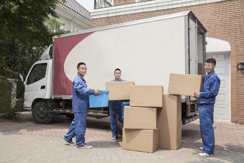 Packed boxes and furniture ready for a Pimlico house removal