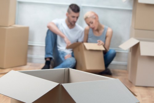 Moving boxes and household items prepared for a Pimlico flat move