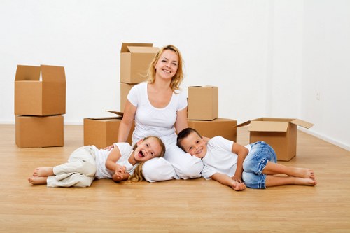 Moving van parked near Pimlico apartments for collection and delivery