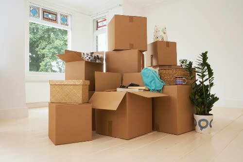 Packed boxes and furniture ready for a local Pimlico relocation