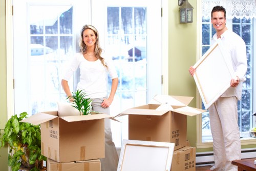Helper carrying boxes during a Pimlico man and van job